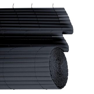 سياج PVC, 80 س 400 سم, شاشة خصوصية PVC مع شرائح التعزيز ومشابك الكابلات, مقاومة للطقس, للشرفة, فناء, حديقة, رمادي غامق