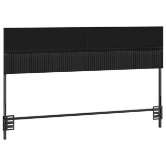 Schwarzes Queen -Size -Kopfteil nur mit welligem Panel -Design, Modernes Holzbett Kopfteil und Metallrahmen, Verbindungsadapter enthalten, Einfache Montage