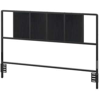 Μόνο μαύρο κεφαλάρι queen size, Μεταλλικό κεφαλάρι με προσαρμογείς, Μινιμαλιστικό βιομηχανικό στυλ για κρεβάτια queen size