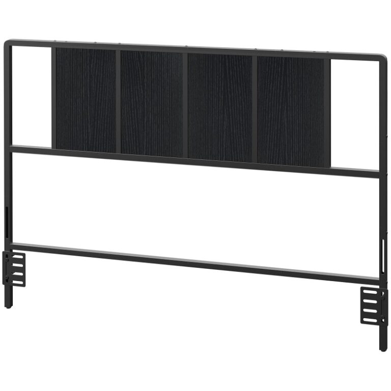 Μόνο μαύρο κεφαλάρι queen size, Μεταλλικό κεφαλάρι με προσαρμογείς, Μινιμαλιστικό βιομηχανικό στυλ για κρεβάτια queen size