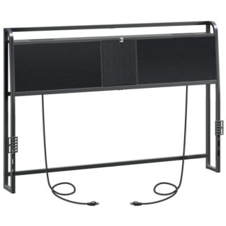 Pääty Queen -koko, Pääty 4 Pistorasiat ja 4 USB-portit, Teollinen pääty kääntöovi- ja sängyn kehyksen sovitin, Korkeus säädettävä, Musta