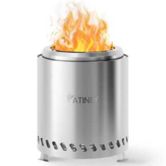 Tafelblad vuurplaats, 8.7'' Rookloze vuurplaats, Roestvrijstalen vuurkorf met standaard, Draagbare, veilige brandende tafelvuurplaats met reistas, voor thuis- en campingterras, Zilver