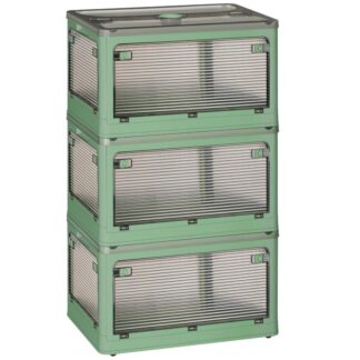 14.8 صناديق تخزين بلاستيكية مع أغطية, صندوق تخزين قابل للطي مع عجلات, صندوق تخزين قابل للطي, صندوق تخزين قابل للتكديس مع 5 أبواب, من أجل الوطن, تنظيم المكاتب, 3-علية, أخضر