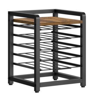 Rustic Brown Coffee Pod Drawer Holder, Industrial Style 5-Tier Coffee Pod Organizer, 100 Pods Capacity, Retro Small Desktop Storage Rack for K-Cup, Space Saving, for Kitchen, Living Room, Cafe