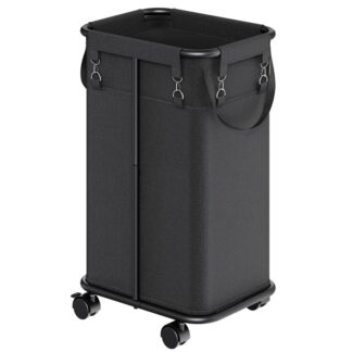 Κατασκευασμένα πλυντήρια, καλάθι πλυντηρίου με τροχούς, ΚΑΤΑΣΤΑΣΗ ΠΛΑΙΣΙΟΥ με αφαιρούμενη τσάντα, Διαλογέας πλυντηρίων με ανθεκτικό πλαίσιο, για πλυντήριο, υπνοδωμάτιο, τουαλέτα, γκαρνταρόμπα, μαύρος