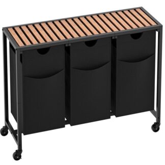 Laundry Hamper 3 Section, Laundry Basket, Laundry Sorter with Shelf, 3 Pull-Out and Removable Bags, 3 x 10Gal (38 L) Laundry Organization, Oxford Cloth Laundry Bags, Rustic Brown