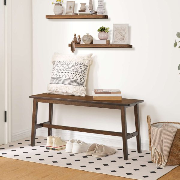 100cm Bambus Spisebenk, Kjøkkenbordbenk i gårdsstil, Multi-scenario møbler for kjøkken og stue, Enkel montering, Robust og stabil struktur, Mokka Finish