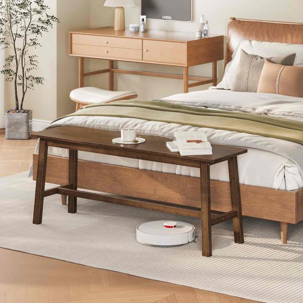 100cm Bambus Spisebenk, Kjøkkenbordbenk i gårdsstil, Multi-scenario møbler for kjøkken og stue, Enkel montering, Robust og stabil struktur, Mokka Finish