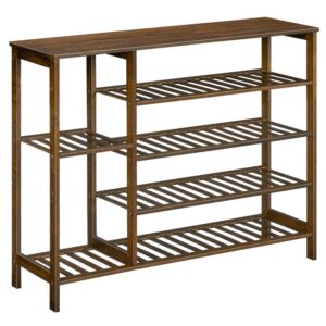 bamboo shoe stand, large bamboo shoe rack organizer, holds 18-22 pairs of shoes, versatile shoe shelf storage, for entryway, hallway and closet, 39.4" l x 11.8" w x 31.5" h, mocha