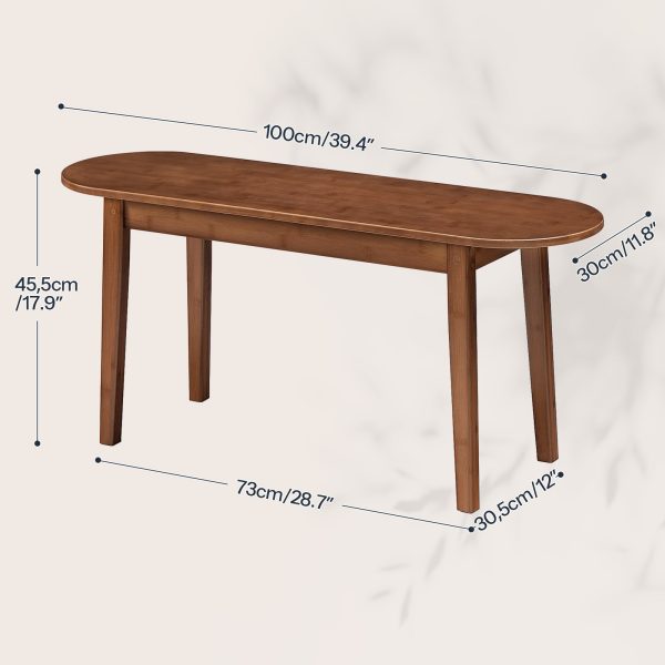 100cm Bamboo Dining Bench, Farmhouse-Style Mocha Kitchen Bench, Sturdy Wooden Entryway Bench, Suitable for Living Room, Hallway, Bedroom & Bathroom