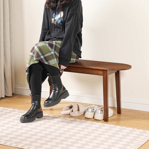 100cm Bamboo Dining Bench, Farmhouse-Style Mocha Kitchen Bench, Sturdy Wooden Entryway Bench, Suitable for Living Room, Hallway, Bedroom & Bathroom