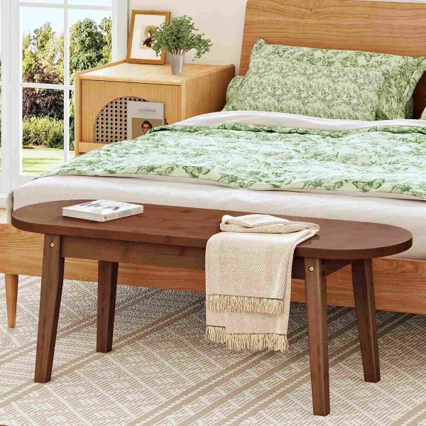 100cm Bamboo Dining Bench, Farmhouse-Style Mocha Kitchen Bench, Sturdy Wooden Entryway Bench, Suitable for Living Room, Hallway, Bedroom & Bathroom