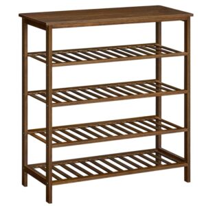 Bamboo Shoe Rack, 5-Tier Shoe Rack for Entryway, 29.5" L x 11.8" W x 31.5" H, Holds 16-20 Pairs of Shoes, Multifunctional Bamboo Shoe Shelf Storage, Stable and Study, for Closet, Mocha