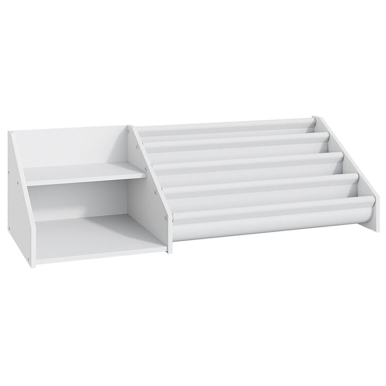 White Kids Bookshelf and Toy Storage, Scaffale di libri per bambini con 2 Scaffali aperti e portabandiera a 4 livelli, per la camera dei bambini, Asilo, Camera da letto, Stanza dei giochi