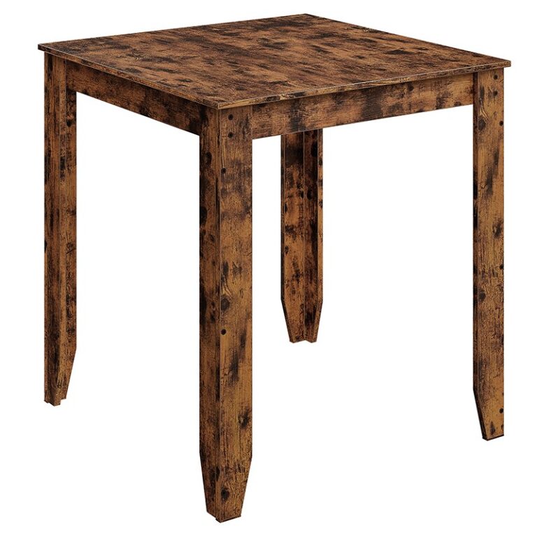 Kleine eettafel, 27.6 Vierkante eettafel, Houten eettafel voor 4 Mensen, Kleine keuken eettafel, voor Eetkamer, Keuken, Terras, Binnenplaats, Rustiek bruin