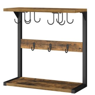 Kahvimukipidike, Mukiputki 11 Koukut, Kahvikupin pidiketeline työtaso, Kointikulmaan, Keittiö, Maalaismainen ruskea ja musta