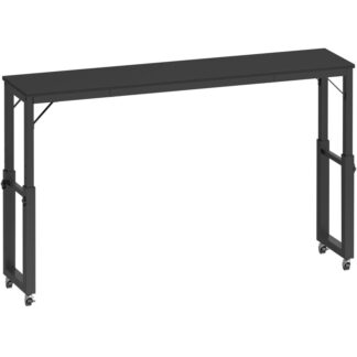Μαύρο τραπέζι με τροχούς, Queen size κινητό κρεβάτι με ρυθμιζόμενο ύψος, Rolling Table, Τραπέζι, Γραφείο υπολογιστή, για υπνοδωμάτιο, Καθιστικό, Γραφείο