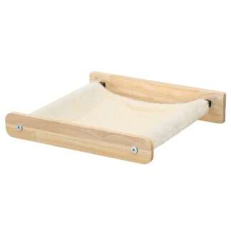 Cat Hammock, Cat Window Perch with Soft Fabric, 15" L x 12.6" W, Wood Cat Wall Shelves, Easy to Install, Holds up to 40 lb, for Kitten, Medium and Large Cats, Natural