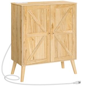buffet sideboard cabinet, kitchen cabinet with charging station, entryway cabinet with adjustable shelf for living room, natural