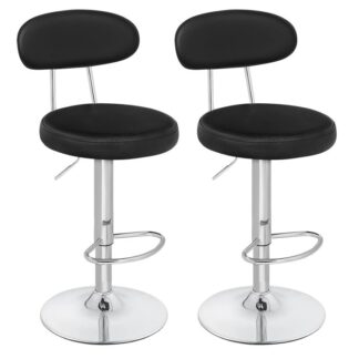 مجموعة البراز من مجموعة من 2, مقاطع عرض عداد الدوران مع الظهر, كراسي بار جلدية قابلة للتعديل, براز جزيرة المطبخ الحديثة, أسود