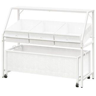 Toy Storage Organizer, Kids Toy Organizers and Storage Bins, Toy Storage Shelf with Wheeled, Toddler Toy Storage Organizer for Living Room, Playroom, Nursery, Bedroom, White