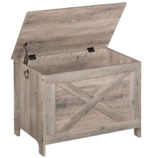 Toy Chest, Retro Toy Box, Sturdy Entryway Storage Bench with Safety Hinge, Wooden Look Shoe Bench for Living Room, Bedroom, Greige