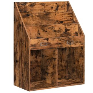 säilytyskirjahylly, kirjahylly näyttöteline, lelujen säilytysjärjestäjä, puinen aksentti kirjahylly, teollisuustyyli, kodin säilytysteline, opiskeluun, leikkihuone, kotikoulu, maalaismainen ruskea