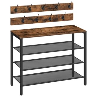 shoe rack, 4-tier shoe storage, shoe rack organizer for closet entryway with adjustable shelves, hold 16 pairs of shoes, easy assembly, free standing, space saver, rustic brown