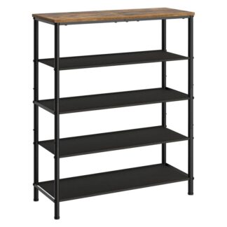 5-رف أحذية قائم بذاته من الطبقة مع قمة خشبية, رف الأحذية للدخول والخزانة, 4 أرفف القماش غير المنسوجة منظم تخزين الأحذية, ل 16-20 أزواج