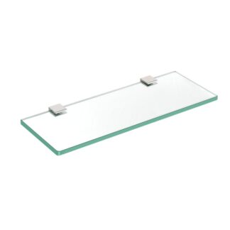 Floating Glass Shelves, 15.7 Inch Bathroom Glass Wall Shelves, Tempered Glass Shelf Wall Mounted with Zn Alloy Brackets, Floating Shelf for Wall, Bathroom, Toilet, Room Decor, Silver
