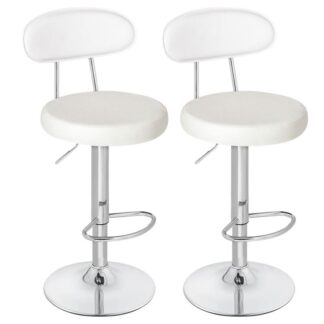 مجموعة البراز من مجموعة من 2, مقاطع عرض عداد الدوران مع الظهر, كراسي بار جلدية قابلة للتعديل, براز جزيرة المطبخ الحديثة, الأبيض والبيج