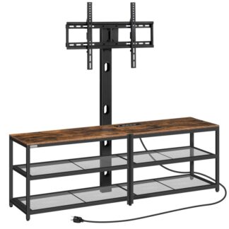 59" tv stand with mount and 4 power outlets, entertainment center media console, swivel tv stand mount up to 75 inch tvs, height adjustable, metal frame for living room, bedroom