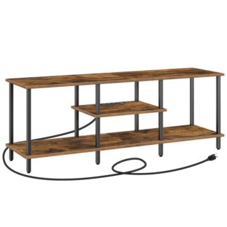 televisio seisoo televisioissa 65 tuumaa, 3-Tier Entertainment Center Media -konsoli kanssa 4 pistorasiat, Teollisuustelevisiokonsolipöytä avoimilla säilytyshyllyillä, TV -kaappi olohuoneeseen, makuuhuone