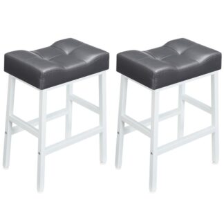 مجموعة البراز من مجموعة من 2, 24 البراز سرج ارتفاع بوصة, 3.5" كراسي بار إسفنجية سميكة, براز الإفطار مع راحة القدم, لجزيرة المطبخ, غرفة العشاء, حاجِز, رمادي وأبيض