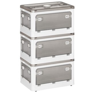 7.4 صناديق تخزين جال مع أغطية, صندوق تخزين قابل للطي مع عجلات و 5 أبواب, 3-حزمة سلة تخزين بلاستيكية قابلة للطي, حاويات تخزين قابلة للتكديس, من أجل الوطن, تنظيم المكاتب, أبيض