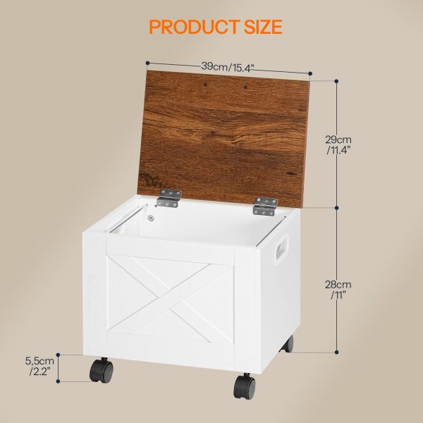 Under-Desk Compact Filing Cabinet with Drawer, Rolling Lid-Equipped Filing Cart, Mobile Hanging File Organizer, Suitable for Study and Home Office, White and Walnut