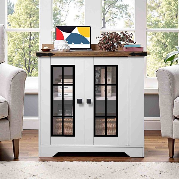 Maalaistalon päätypöytä latausasemalla, Suuri sohva sivupöytä sivuhyllyillä, Neliö yöpöytä lasi -ovella, Suuri yö seisoo olohuoneeseen, Valkoinen ja pähkinä