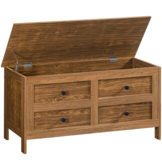 Coffre à jouets, 39.4'' Boîte à jouets avec charnière de sécurité, Coffre de rangement, Banc de rangement, Organisateur de rangement pour jouets en bois, Décoration en forme de tiroir, pour le salon, Chambre à coucher, Entrée, Noyer