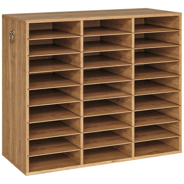 Walnut 27-Compartment Wooden Literature Organizer, Stolní třídička pošty s nastavitelnými policemi, Vhodné do domácnosti, Kancelář, School and Classroom Student Mailbox