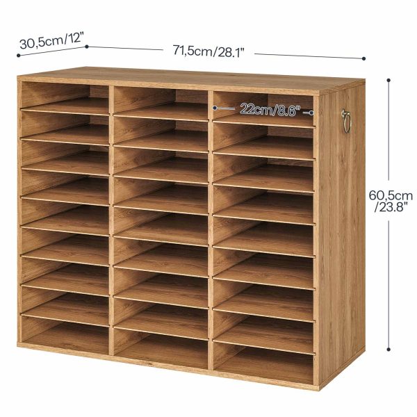 Walnut 27-Compartment Wooden Literature Organizer, Stolní třídička pošty s nastavitelnými policemi, Vhodné do domácnosti, Kancelář, School and Classroom Student Mailbox