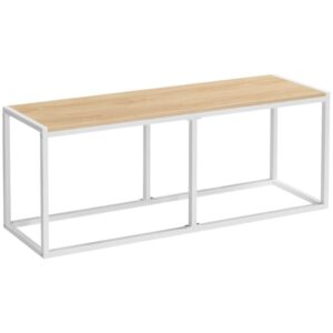 dining bench, 47.2 inch table bench, industrial style kitchen bench, steel frame, easy to assemble, for kitchen, dining room, white and natural