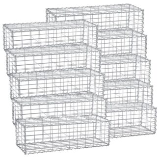 Σετ από 10 Stone Gabion Garden Spiral Connector με διαχωριστικά μεταλλικά κλουβιά γαλβανισμένου χάλυβα Rustproof 100 x 30 x 30 κήπος