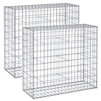 Πέτρινο καλάθι Gabion 100 x 30 x 95 CM Silver Galvanized Steel για διακόσμηση κήπου με αποστάτες