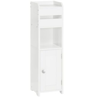 خزانة حامل ورق التواليت, خزانة تخزين الحمام الخشبية الضيقة, خزانة تخزين ورق التواليت للحمام, توفير المساحة, الطراز الحديث, أبيض