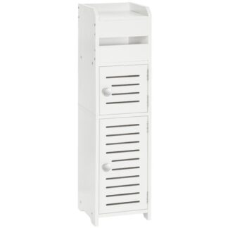 خزانة حامل ورق التواليت, خزانة تخزين الحمام الخشبية الضيقة, خزانة تخزين ورق التواليت للحمام, توفير المساحة, الطراز الحديث, أبيض