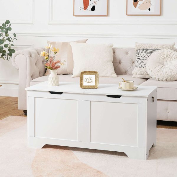 Cassetta portaoggetti bianca a doppio coperchio & Panca per scarpe, Scatola porta giocattoli multifunzionale con divisorio interno regolabile, Adatto per ingresso, Soggiorno e camera da letto