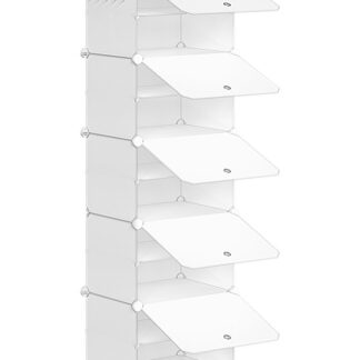 منظم الأحذية, 5 خزانة تخزين المكعب مع الباب, يحمل 20 أزواج من الأحذية, 10 رف الأحذية الطبقة, إطار الصلب, لوحة بلاستيكية, من السهل التجميع للدخول, خزانة, المدخل, أبيض