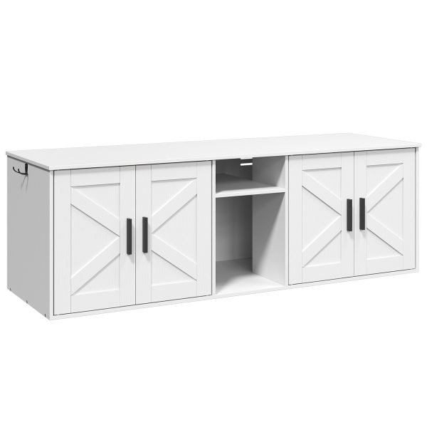 Witte dubbele kattenbakbehuizing, Verborgen type met gang, Houten kattenbakmeubel met opberglaag en haken