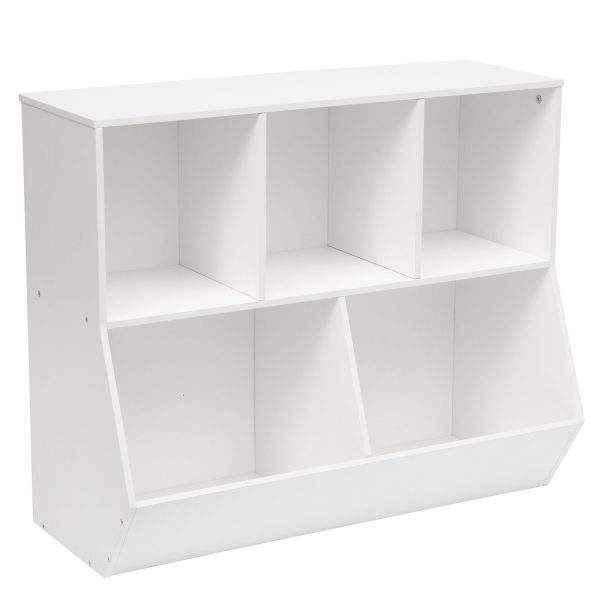 White Children's Multifunctional Storage Bookshelf, Footboard Bookcase with Cubbies and Toy Storage Drawers, Geschikt voor kinderen' Room, Speelkamer, Gang, Kindergarten and School