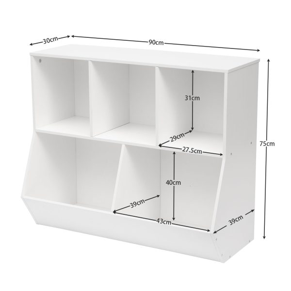 White Children's Multifunctional Storage Bookshelf, Footboard Bookcase with Cubbies and Toy Storage Drawers, Geschikt voor kinderen' Room, Speelkamer, Gang, Kindergarten and School
